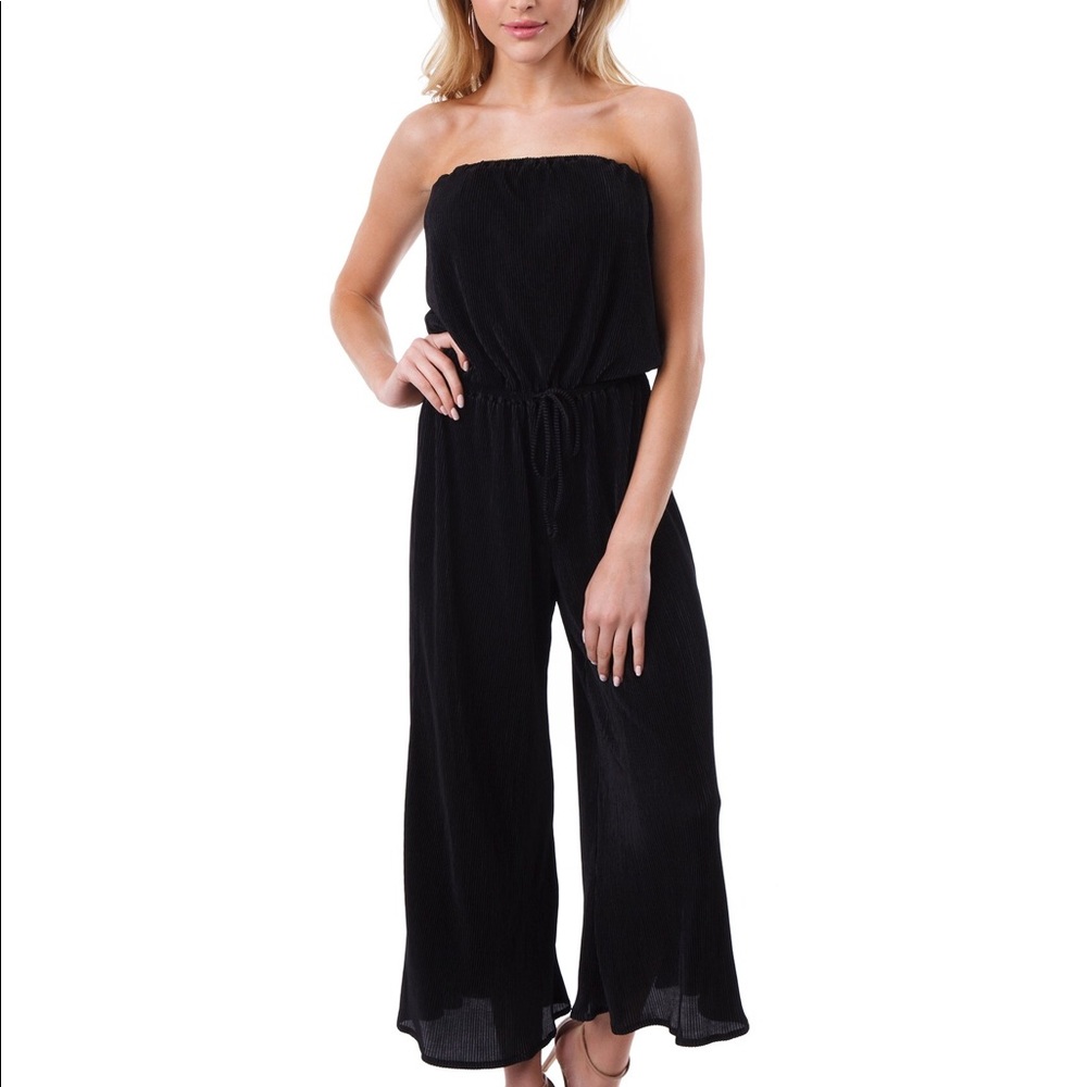 Blue life crystal bell pleated jumpsuit